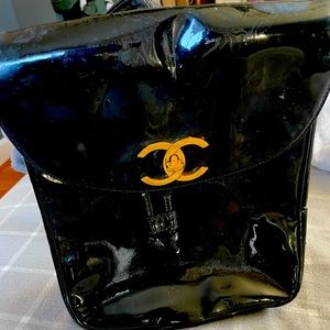 Chanel Vintage Patent Leather Backpack Gold 24k Hardware